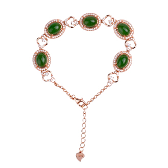 【玉润岚烟】和田碧玉蛋面手链